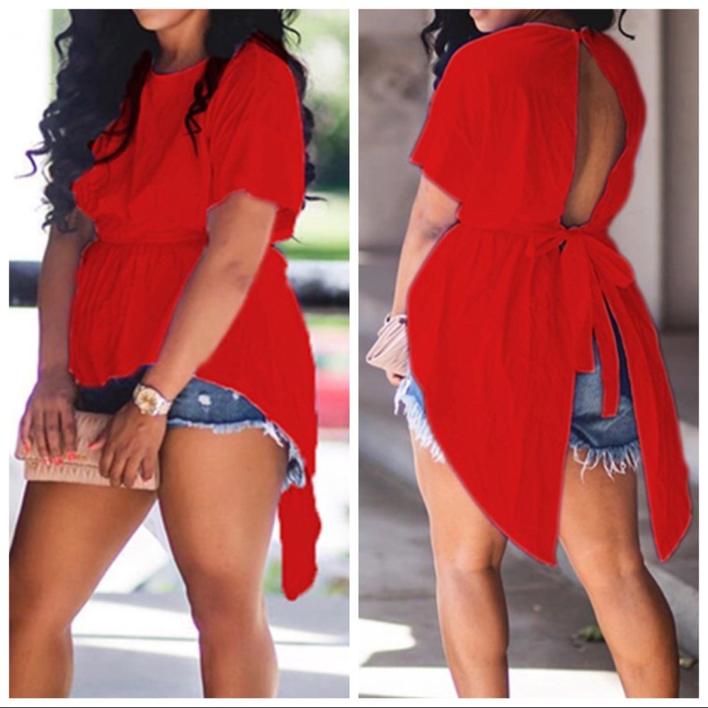 Red Asymmetrical Shirt